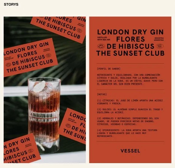 Vessel Gin brandbook piece, The Sunset Club